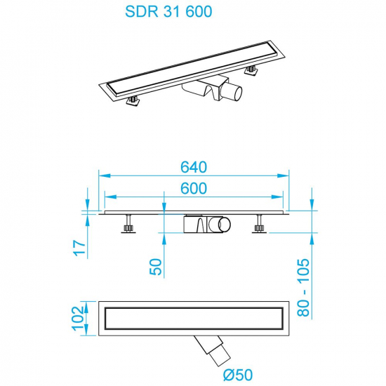Душевой лоток RGW SDR-31B 60 см, чёрный