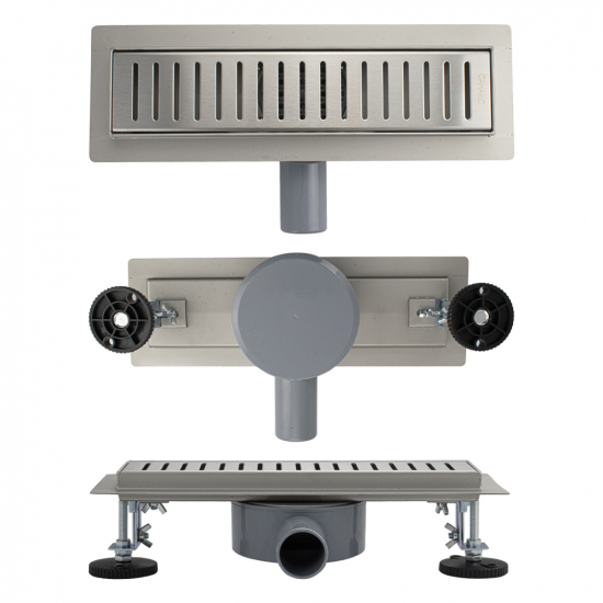 Душевой лоток САНАКС 00036 300х70 линейный, горизонтальный, с зазором под плитку нержавеющая сталь