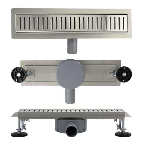 Душевой лоток САНАКС 00037 400х70 линейный, горизонтальный, с зазором под плитку нержавеющая сталь