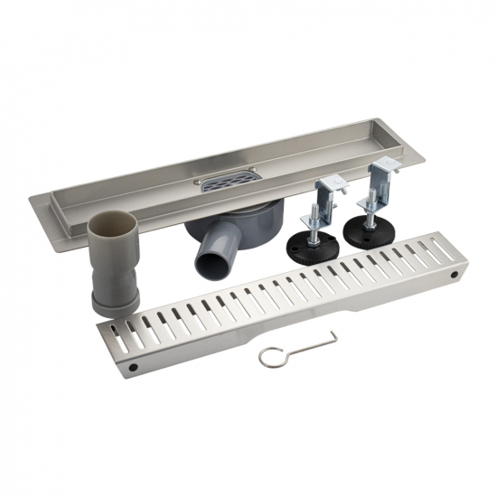 Душевой лоток САНАКС 00037 400х70 линейный, горизонтальный, с зазором под плитку нержавеющая сталь