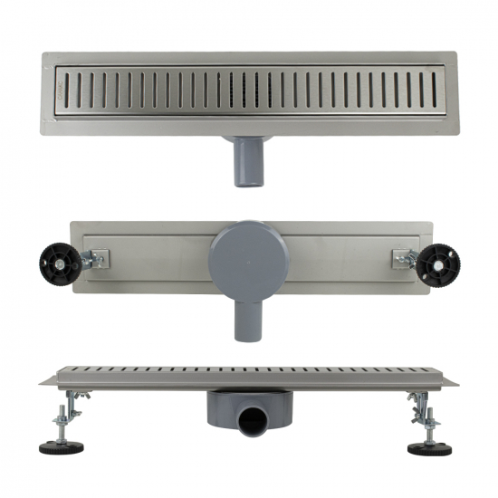Душевой лоток САНАКС 00038 500х70 линейный, горизонтальный, с зазором под плитку нержавеющая сталь