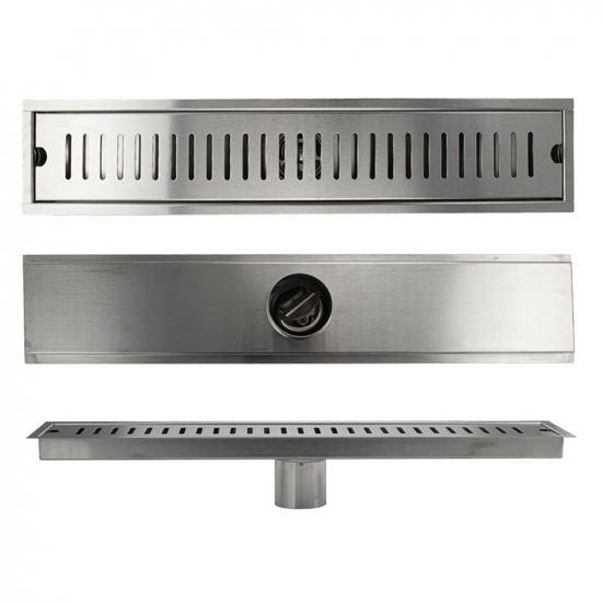 Душевой лоток САНАКС 00048 500х100 с зазором под плитку с гидрозатвором нержавеющая сталь