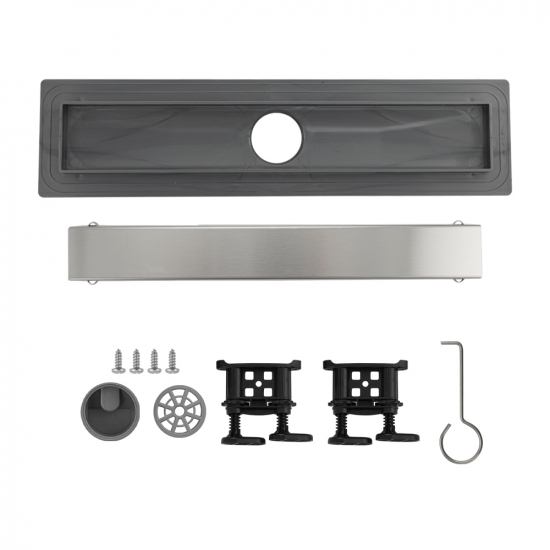 Душевой лоток САНАКС 30037 400x62 линейный, с площадкой под плитку нержавеющая сталь, пластик АБС