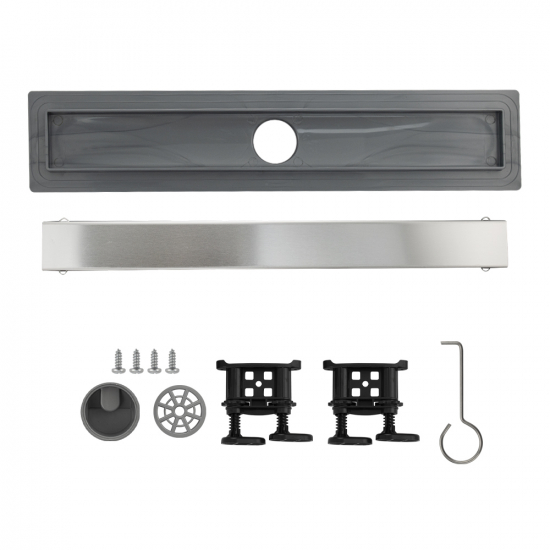 Душевой лоток САНАКС 30038 500x62 линейный, с площадкой под плитку нержавеющая сталь, пластик АБС