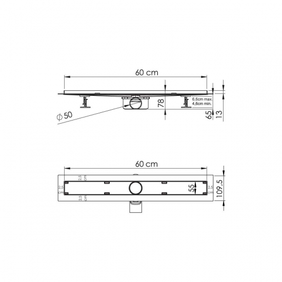 Душевой лоток VINCEA Say Almira Jasmin 60 см, хром