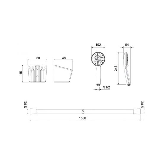 Душевой набор AQUATEK Бетта AQ2032MB 100 3 jet матовый чёрный