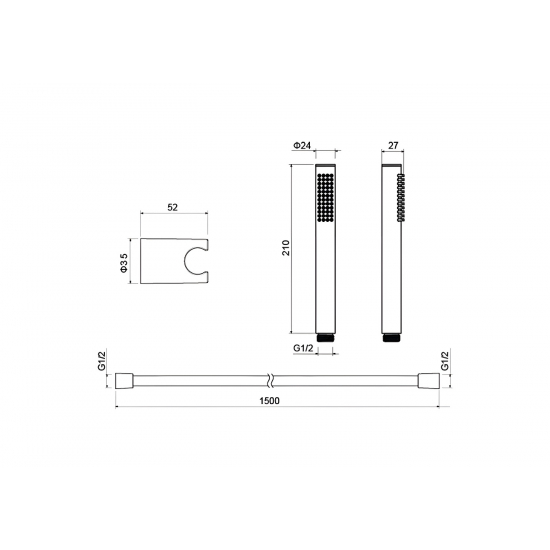 Душевой набор AQUATEK Европа AQ2034BG 1jet золото шлифованное