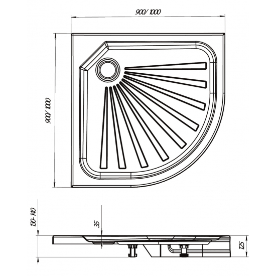Душевой поддон 1МАРКА Tondo полукруглый 90x90 АБС-пластик