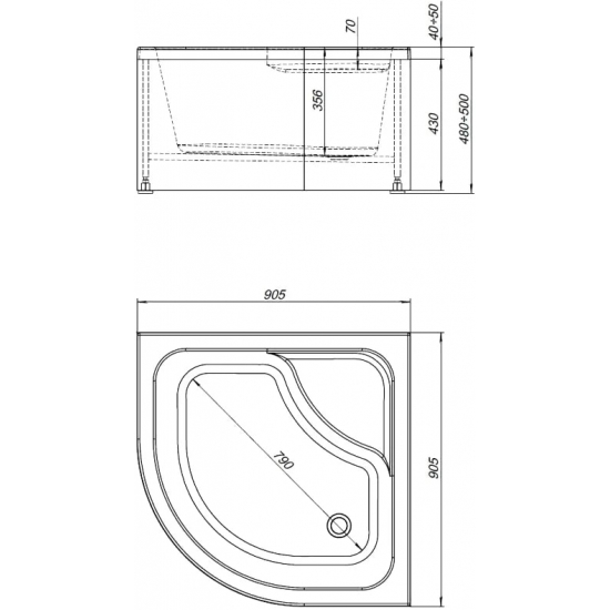 Душевой поддон AQUANET Optimal 90х90 акрил