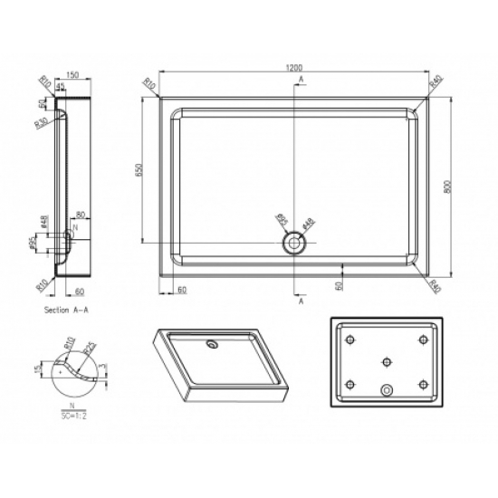 Душевой поддон AZARIO P1812 R/L 120x80x15 акрил