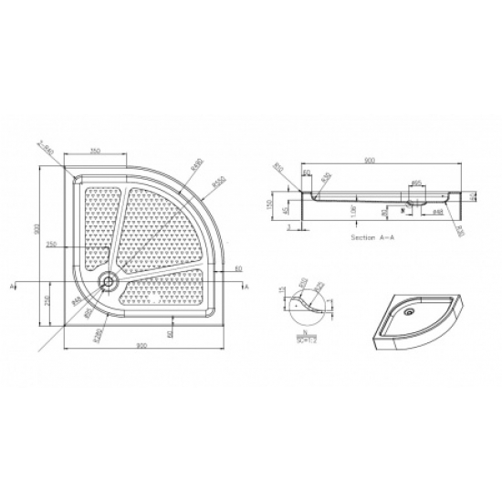 Душевой поддон AZARIO P29 R/L 90x90x15 акрил