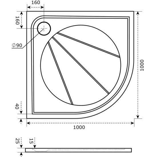 Душевой поддон BAS Good Door Эклипс 100x100 литьевой мрамор, белый (без слива / ножек / экрана)