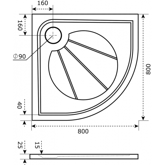 Душевой поддон BAS Good Door Эклипс 80x80 литьевой мрамор, белый (без слива / ножек / экрана)