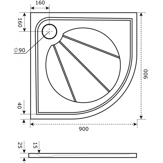 Душевой поддон BAS Good Door Эклипс 90x90 литьевой мрамор, белый (без слива / ножек / экрана)
