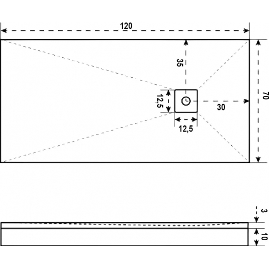 Душевой поддон BAS Good Door Essentia 120x70 литьевой мрамор, белый (без слива / ножек / экрана) 