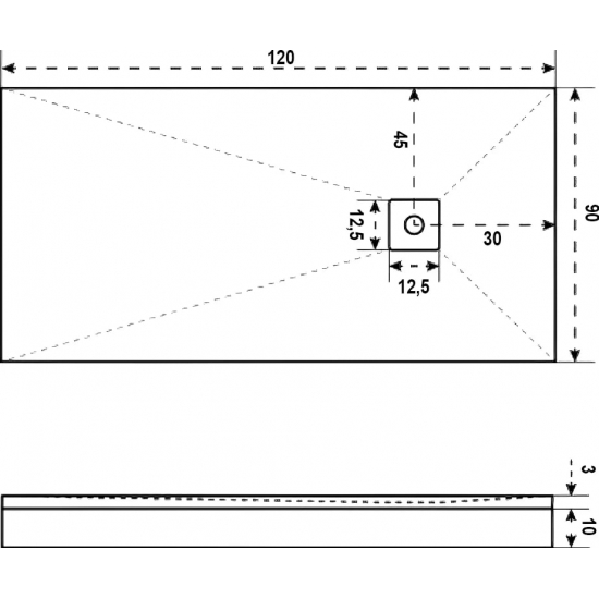 Душевой поддон BAS Good Door Essentia 120x90 литьевой мрамор, серый (без слива / ножек / экрана)