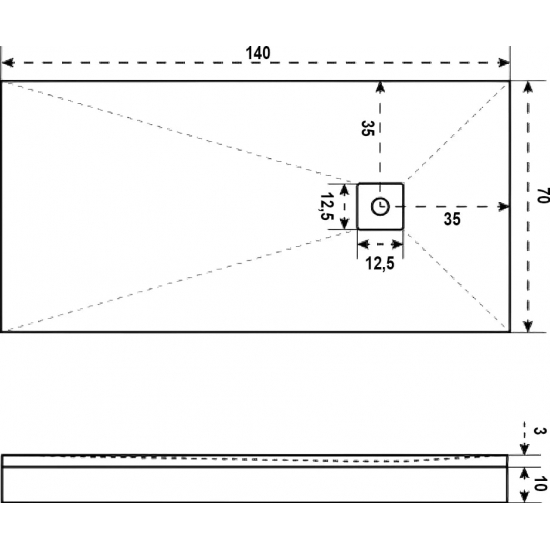 Душевой поддон BAS Good Door Essentia 140x70 литьевой мрамор, белый (без слива / ножек / экрана)