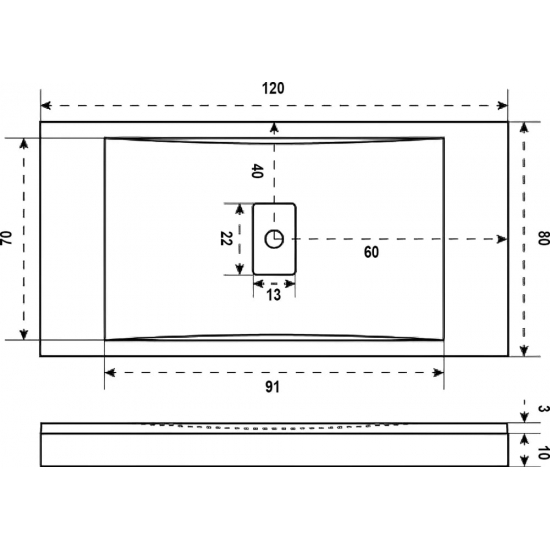 Душевой поддон BAS Good Door Flow 120x80 литьевой мрамор, серый (без слива / ножек / экрана)