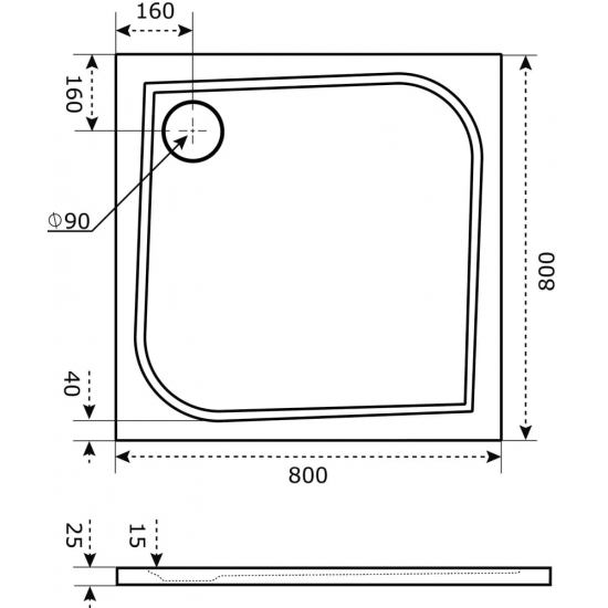 Душевой поддон BAS Good Door Квадро 80x80 литьевой мрамор, белый (без слива / ножек / экрана)