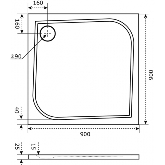 Душевой поддон BAS Good Door Квадро 90x90 литьевой мрамор, серый (без слива / ножек / экрана)