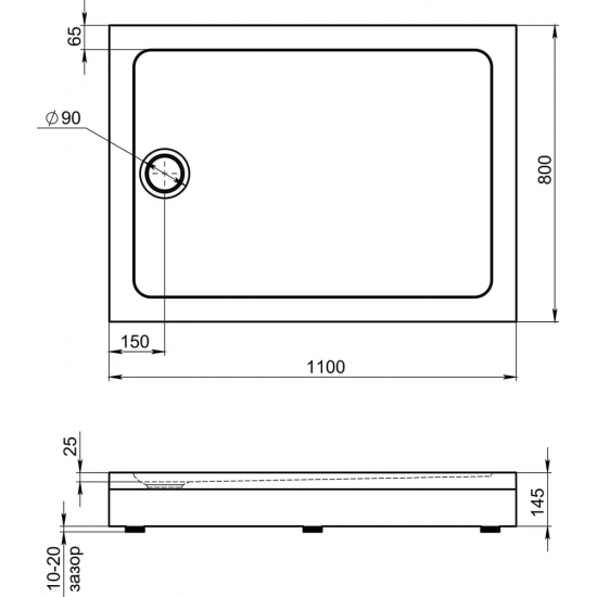 Душевой поддон BAS Good Door Олимпик 110x80 акрил, слив в комплекте