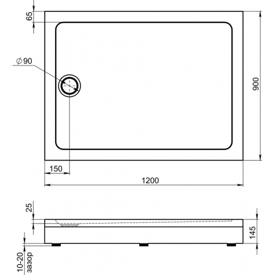 Душевой поддон BAS Good Door Олимпик 120x90 акрил, слив в комплекте