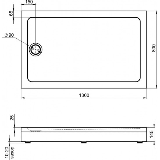Душевой поддон BAS Good Door Олимпик 130x80 акрил, слив в комплекте