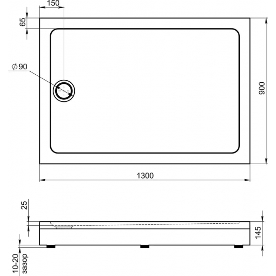 Душевой поддон BAS Good Door Олимпик 130x90 акрил, слив в комплекте