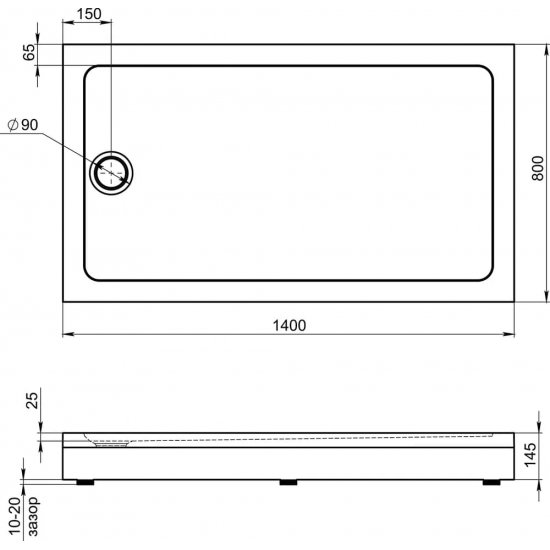 Душевой поддон BAS Good Door Олимпик 140x80 акрил, слив в комплекте