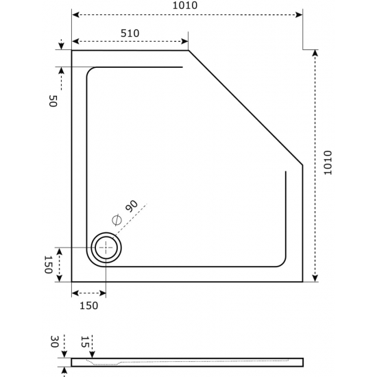 Душевой поддон BAS Good Door Пента 100x100 литьевой мрамор, белый (без слива / ножек / экрана)