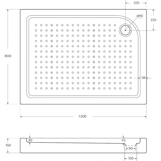 Душевой поддон BELBANGO TRAY-BB-AH-120/80-15-W-R 120x80x15 акрил