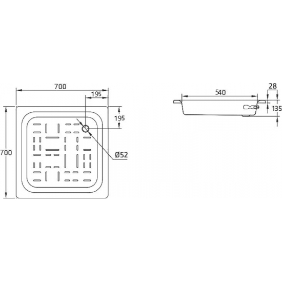 Душевой поддон BLB Universal CF70 70x70 сталь, квадрат