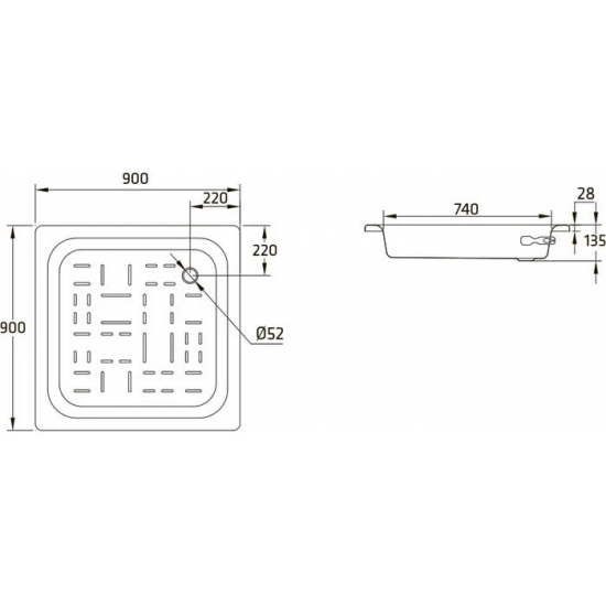 Душевой поддон BLB Universal CF90 90x90 сталь, квадрат