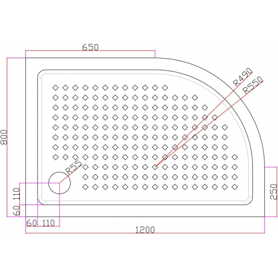 Душевой поддон CEZARES TRAY-A-RH-120/80-550-15-W-L 120x80x15 акрил, с сифоном 