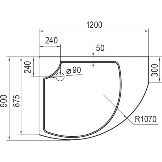 Душевой поддон CEZARES TRAY-A-TRIUMPH-RH-120/90-15-W-L 120x90x15 акрил, с сифоном 