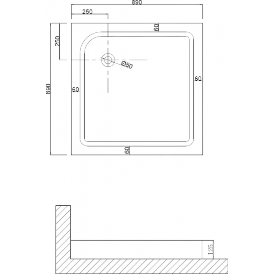 Душевой поддон NIAGARA Nova NG-90-90Q 90x90 см АБС-пластик
