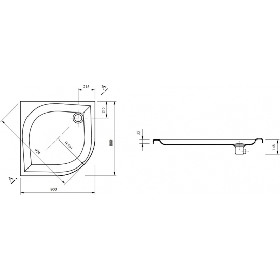 Душевой поддон RAVAK Galaxy Elipso-80 LA стеклопластик, с сифоном 