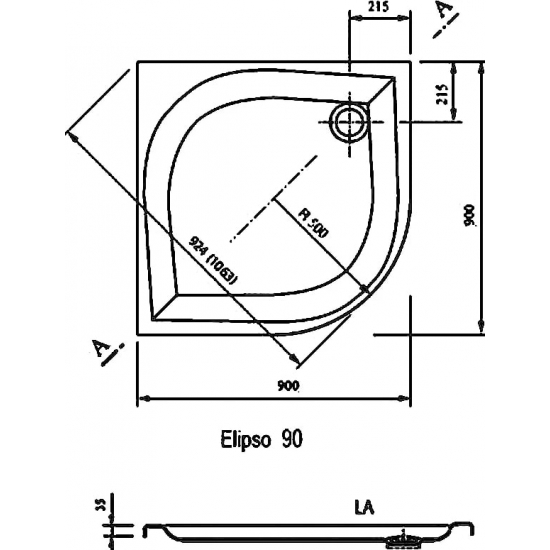 Душевой поддон RAVAK Galaxy Elipso-90 LA стеклопластик, с сифоном 