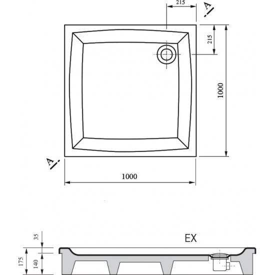 Душевой поддон RAVAK Galaxy Perseus-100 EX стеклопластик, с сифоном 