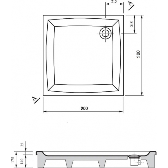 Душевой поддон RAVAK Galaxy Perseus-90 EX стеклопластик, с сифоном 