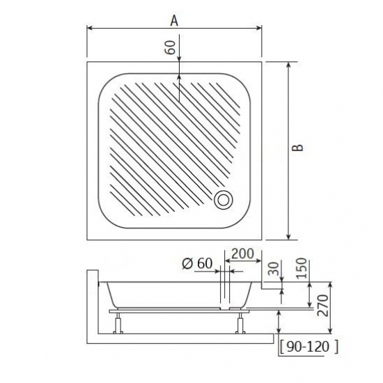 Душевой поддон RGW Acryl B/CL-S 90x90 акрил