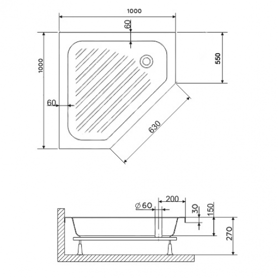 Душевой поддон RGW Acryl BT/CL-S 100x100 акрил