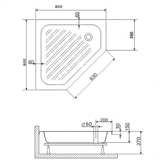 Душевой поддон RGW Acryl BT/CL-S 80x80 акрил