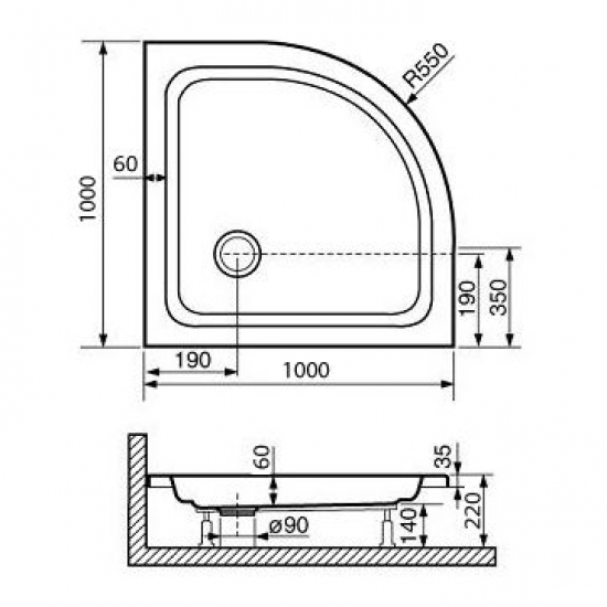 Душевой поддон RGW Acryl STYLE P 100x100 акрил