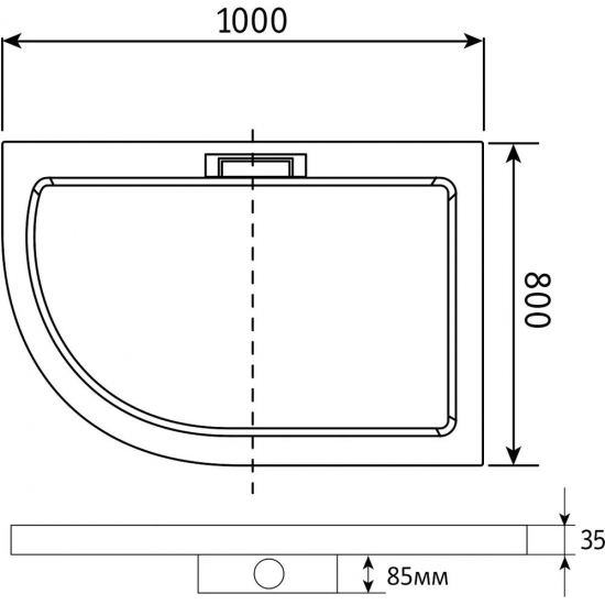 Душевой поддон RGW GWS-41R 80x100 литьевой мрамор, правосторонний