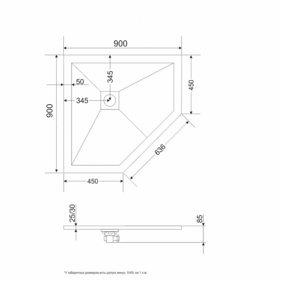 Душевой поддон RGW Stone Tray ST/T-G 90x90 искусственный камень, графит