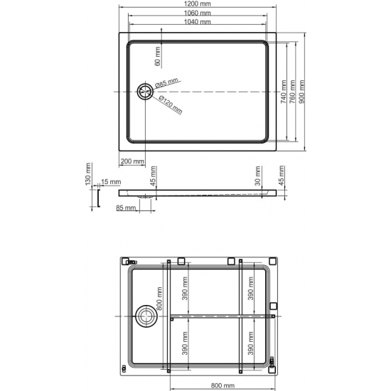 Душевой поддон WASSERKRAFT Amper 29T07 120x90x17,5 акрил