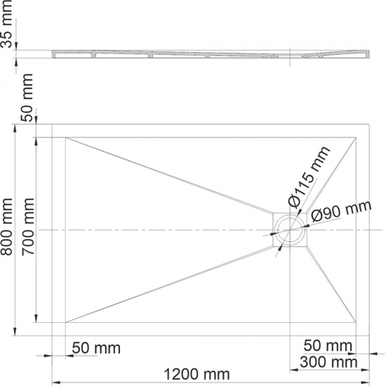 Душевой поддон WASSERKRAFT Dill 61T06 120x80 искуственный камень, с сифоном