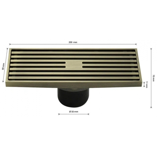 Душевой трап MAGNUS 00064 латунь бронза 80x200x50 вертикальный