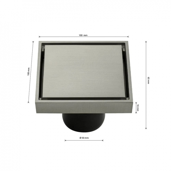 Душевой трап MAGNUS 00070 латунь хром матовый 100x100x50 вертикальный